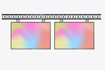 Aufkleber - Two LED Screens Mockup in the column for advertising light box cross the street, A realistic 2 hanging LED screens. and Illuminated technology lightbox