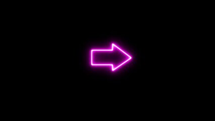 Wall Mural - Right arrow icon. Abstract directional arrow icon animation on black background.