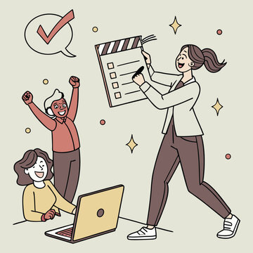 Team success celebration project completion illustration
