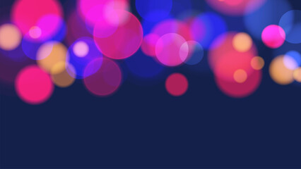 Poster - Vibrant bokeh lights. Abstract blurred background. Bright blur light effect. Red, blue and orange colors. Vector illustration.