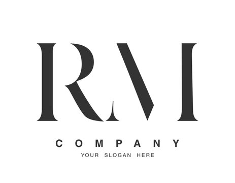 RM logo design. Initial letter r and m serif font style. Creative classic company name typography. Trendy logotype or identity.