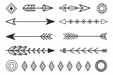 Poster - Hand drawn black and white decorative arrows and design elements collection with transparency suitable for design projects