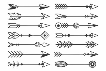 Aufkleber - Vector set of hand drawn arrows with various designs suitable for decorative and conceptual design elements