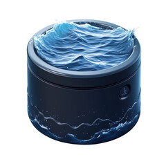 Poster - Minimalist Container Overflowing with Dynamic Ocean Waves in Studio on transparent background