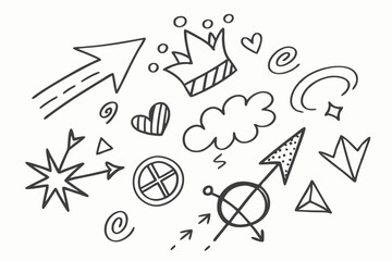 Poster - Hand drawn doodle elements and symbols in black color with various shapes and signs perfect for design projects