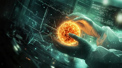 Poster - Futuristic scientific research with advanced technology and digital data analysis concept