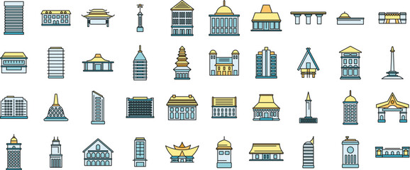Poster - Showcasing iconic structures and traditional houses, celebrating indonesia's rich architectural heritage