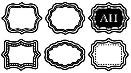Poster - A collection of various elegant black and white frames with different decorative shapes and designs suitable for embellishing your designs