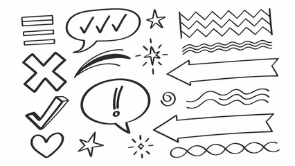 Poster - Collection of hand drawn doodle elements on transparent background perfect for creating modern designs and illustrations