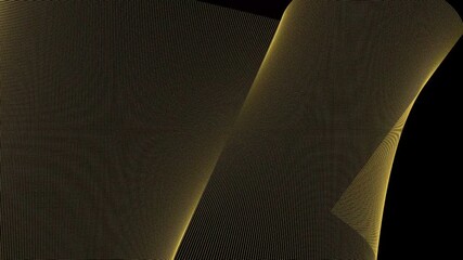 Poster - Golden yellow black futuristic 3D wave geometric abstract animation background render, motion graphics looping concept