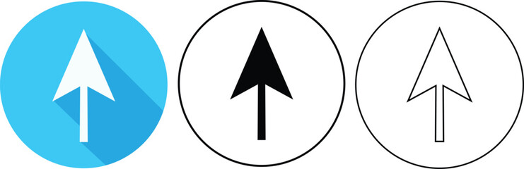 Fototapete - Simple icon set of arrows pointing upward in various styles and colors on white backgrounds