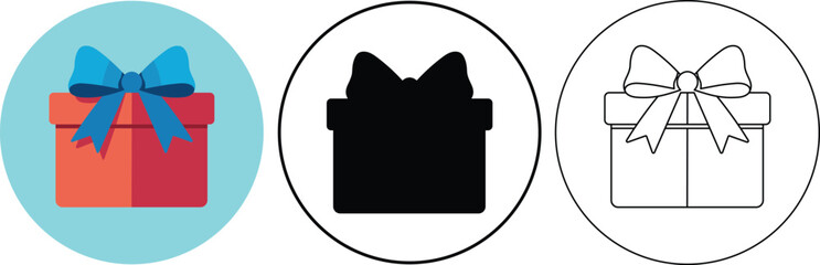 Fototapete - Three colorful gift boxes in circles featuring different styles for various design applications
