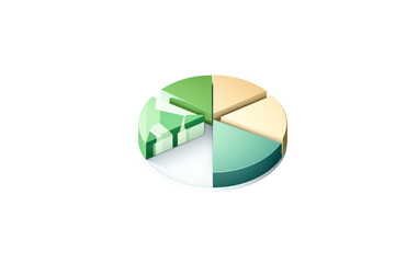 Poster - Isometric 3D pie chart divided into four sections, showcasing data visualization. background removed