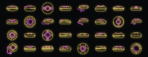 Poster - Collection of neon buttons showcasing futuristic design elements