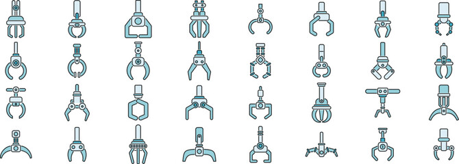 Poster - diverse collection of robotic claw designs for industrial use