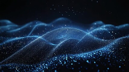 Poster - Abstract Blue Particle Wave Animation Background for Technology and Science Concepts