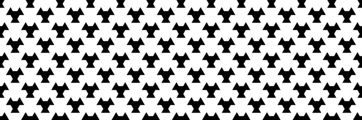 Poster - horizontal seamless of black triangle and hexagon design on white for pattern and background.