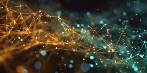 Leinwandbilder - Colorful interconnected lines and nodes forming a dynamic abstract network structure, capturing the essence of connection and complexity in technology and science