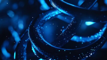 Poster - Abstract Spiral Data Stream in Blue Hue, a Conceptualization of Advanced Technology