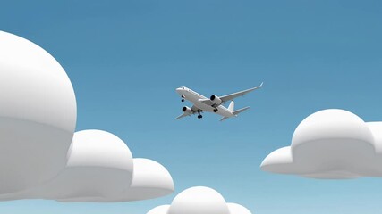 Aufkleber - Passenger jet cruising through pristine white clouds against vibrant blue sky, capturing essence of global travel, aviation freedom, and scenic journey