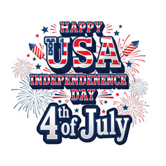 Poster - Wishing you a joyful USA Independence Day! Typography design for the 4th of July.
