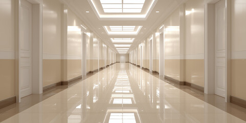Wall Mural - spacious empty hallway interior in beige neutral colors