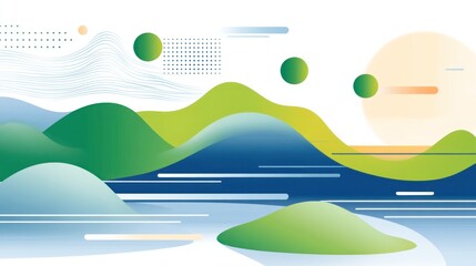Poster - Abstract landscape design with smooth gradients of color.