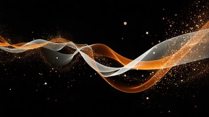 Poster - elegance: golden and silvery ribbons intertwine against a sleek background, accented by sparkling gl