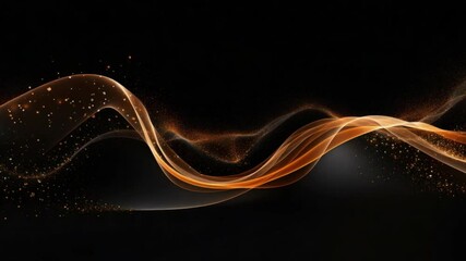 Poster - golden waves on the dark background: abstract digital artwork of shimmering golden waves flowing gra