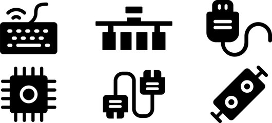 Fototapete - Modern Rounded Filled Computer Icon Set