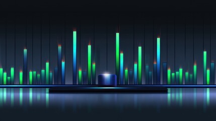 Poster - Abstract graphic design of multiple data bars in teal and green.