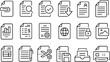 © CFK - Thin line icon set of document file folder form sheet report record attachment invoice checklist. Symbol collection. Pixel perfect icons, editable stroke.