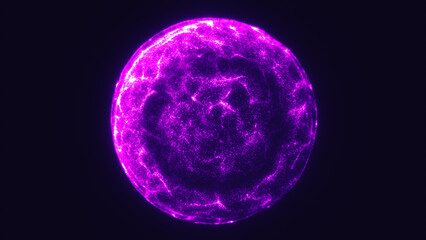 Poster - Glowing purple energy sphere with dynamic surface texture against a dark background