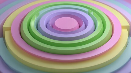 Poster - Pastel Geometric Circles  Abstract 3D Background Design