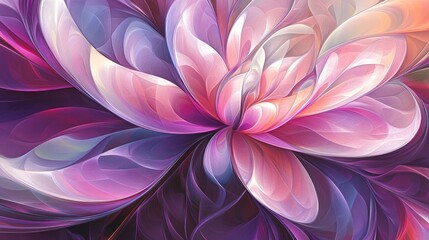 Poster - A vibrant, abstract floral design in shades of pink, purple, and violet.