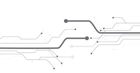 Poster - Abstract Futuristic Technology grey lines circuit cyber. High-tech circuit board connection system.Vector abstract technology on a white background.