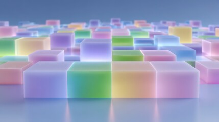 Poster - Pastel Cube Grid  Abstract Minimalist 3D Background