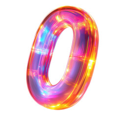 Leinwandbilder - Luminous Zero A Digitally Rendered Holographic Number Sparking with on transparent background