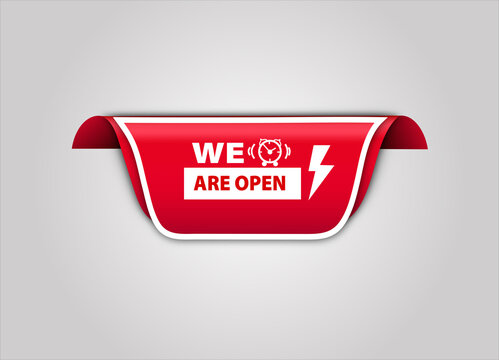 Red flat sale banner for We Are Open  Banner and Poster creative design	
