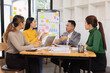 © SOMKID - Group of business people working together with dashboard analysis and data management in conference room, Corporate business and dashboard to presentation concept.