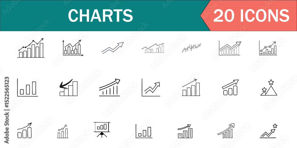 Chart and Graph Icons Editable Stroke Vector Set | Data Analytics ...
