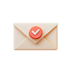 Poster - Email Success Graphic of a Mail Message with Check Icon and 3D Render on transparent background