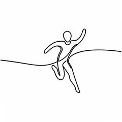 Poster - Continuous line drawing of a person in motion illustrating energy and activity with clear transparency