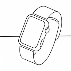 Poster - Minimalist line art illustration of a modern smartwatch with transparent background