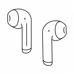 Poster - Minimalist line art illustration of wireless earbuds perfect for modern digital design projects
