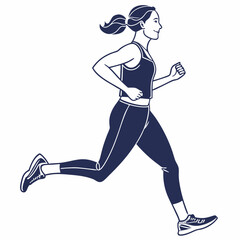 Poster - Silhouette illustration of a woman running depicting movement and exercise activity in minimalist style.