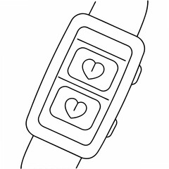 Poster - Smartwatch with heart rate monitoring displaying two love symbols on a white background