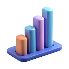 Leinwandbilder - Colorful 3d render of a business growth bar chart with isolated background