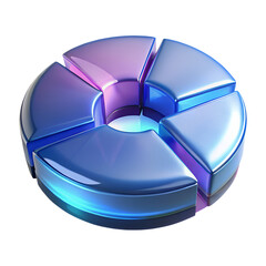 Leinwandbilder - Glossy 3d rendered pie chart diagram with a gradient color scheme on black background
