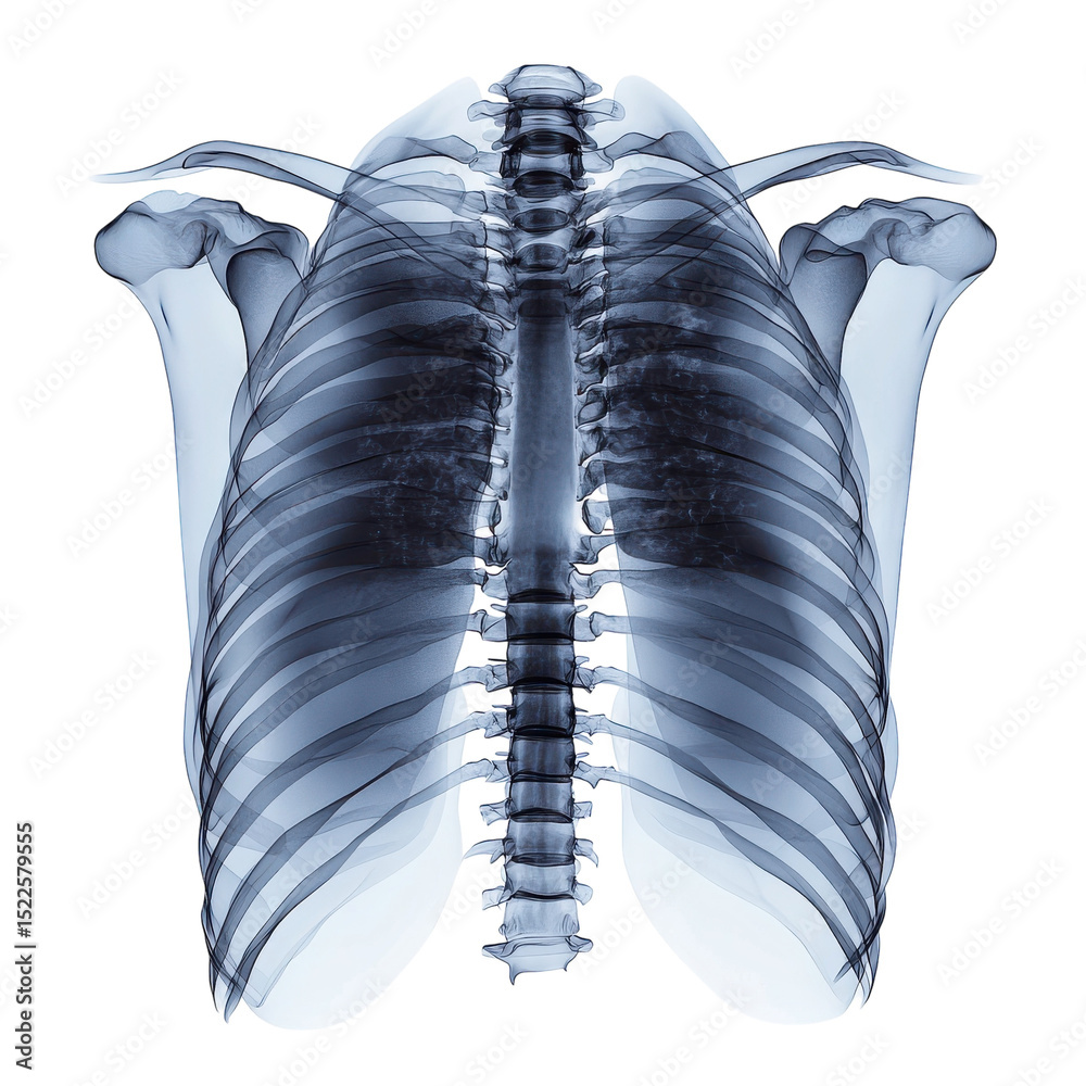 Human Anatomy Chest X Ray Illustration Rib Cage Scapula Spine Radiology ...